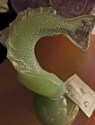 Fenton Green Carnival Iridescent Glass Fish Figurine -Free shipping