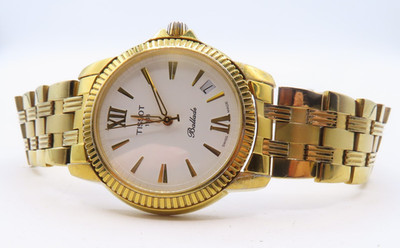 Tissot 1853 Ballade C477/577 Gold Plated Sapphire Crystal Watch Working
