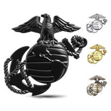 U.S.Marine Corps Car Emblem   3D Eagle Globe Anchor Metal standard, black