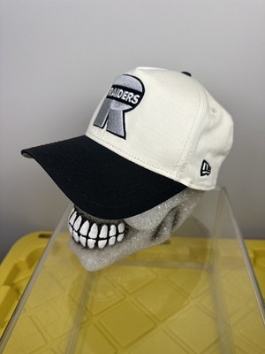 New Era Raiders Snapback Cap Curved Brim Black Off-White OSFA NFL Hat