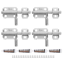 4Pcs Barrel Bolt Latch, 2" 304 Stainless Steel Slide Gate Latch Lock, Silver