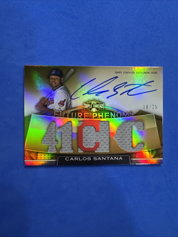 Topps Triple Threads Future Phenoms Gold 2011/25 Carlos Santana #107 automático Foto 2 de 4