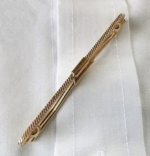 VINTAGE RETRO 1950's MEN's GOLD PLATED FORMAL COLLAR STAY CLIP BAR