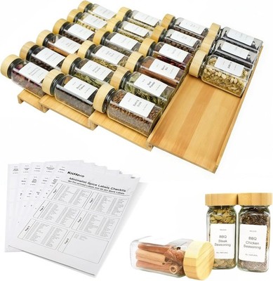 Spice Drawer Organizer 4 Tiers 24 Jars 216 Labels 25 Rubbers