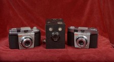3 x vintage old kodak film cameras 35mm & box brownie working 1960s 1930s