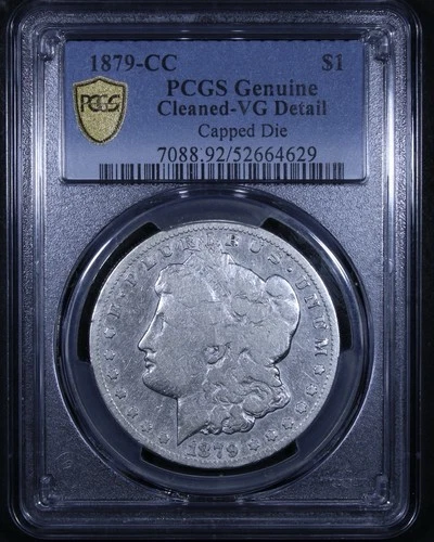 1879-CC Morgan Silver Dollar (Capped Die) - $1 PCGS VG Detail - PCGS Gold Shield
