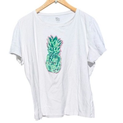 Pineapple preppy boxy fit short sleeve shirt tropica Cruise vacation L Cotton 