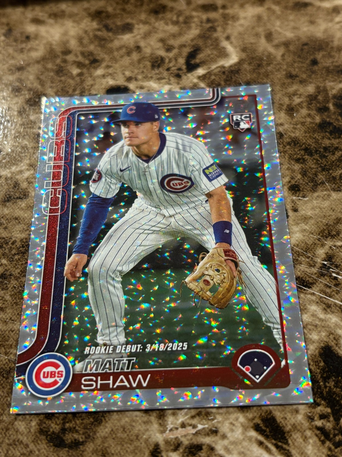 MATT SHAW 2025 Topps Update Silver Crackle Foil #US345 Cubs Rookie Debut