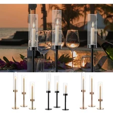 3PCS Candle Holder Tall Glass Candle Sticks Candlesticks Party TableCenterpieces
