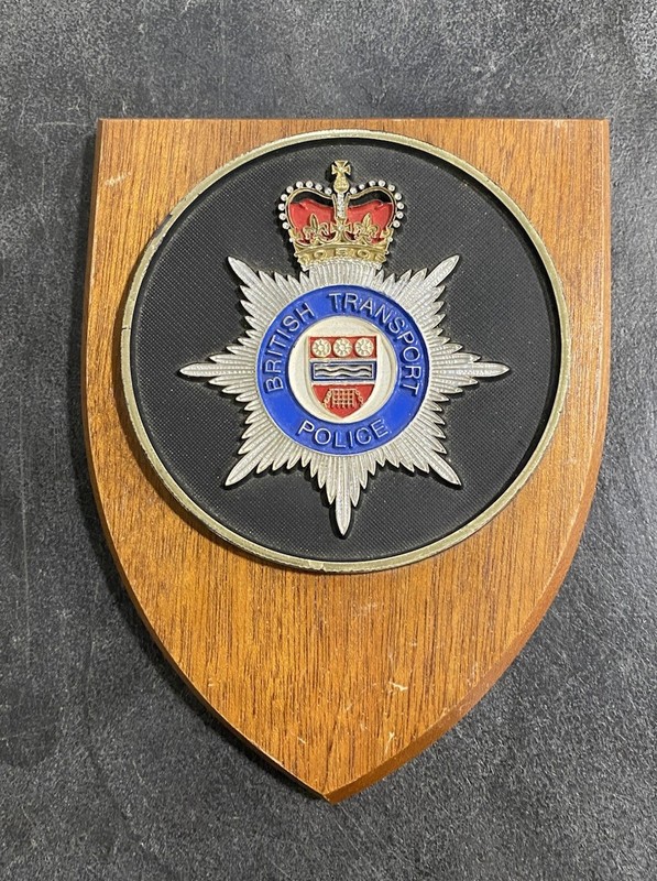 Vintage British Transport Police Wooden Plaque Gift Between Officers