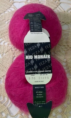 Feza Kid Mohair Yarn Lot of 2 Fuschia New Luxury Vintage Elegant Halo
