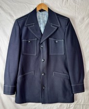 Vtg 70's Men's Leisure Pointed Collar Disco Western Blazer Suit Jacket Navy LG