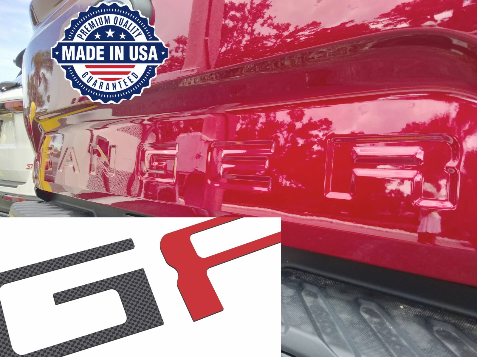 COMPATIBLE WITH 2019 20 21 2022 2023 CARBON ABS PLASTIC TAILGATE LETTERS US MADE