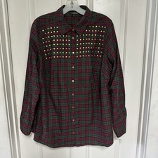 VTG Jordache Women Plaid Flannel Long Sleeve Western Snap Up 100 Cotton 1X Read