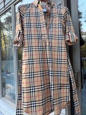 Burberry Nova check shirt dress brown size is 2 new with out tags