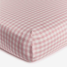 Soundly Percale Organic Cotton Crib Sheet Pink Gingham