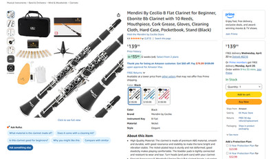 Mendini by Cecilio MCT-JE2 Clarinet w/Case NEW