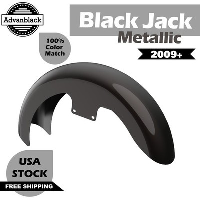Black Jack Metallic 19'' Reveal Wrapper Hugger Front Fender Fits Harley 09+