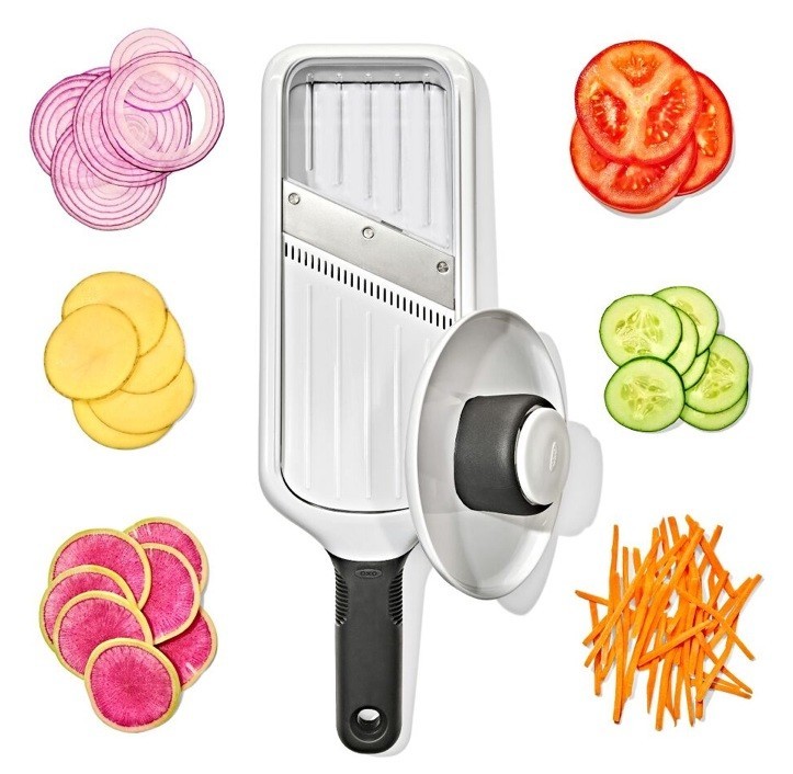 OXO Mandoline compacte réglable 4 coupes + julienne avec sonde