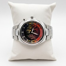 [US STOCK] Retro Red Flame Dial Watch Vintage Y2K Style Mens Quartz Wristwatch