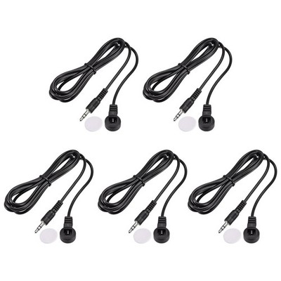 IR Infrared Receiver Extender Cable 3.5mm Jack 4.9FT Long Black Flat Head 5pcs
