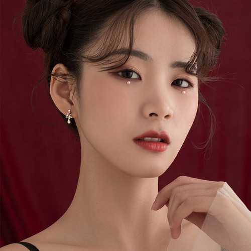 Luxury Colorful Zircon Christmas Tree Earrings Stud Drop Dangle Women