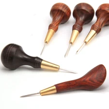 Wooden Handle Leather Craft Sewing Kit Diamond Awl DIY Tool 3/4mm 5/6mm Tools