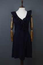 Lauren Ralph Lauren Blue Sleeveless Ruffle Breathable Midi Dress Size L