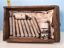 Wood Box of Vintage Electrical Knob & Tube In...