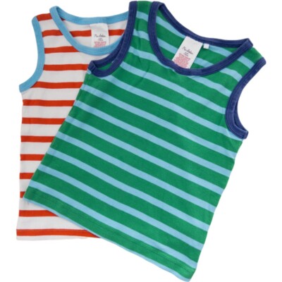 Mini Boden Stripped Tank Top Pack of 2. Boys 3-4Y / 104 cm