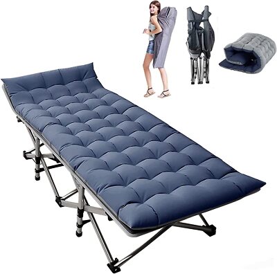MOPHOTO Folding Camping Bed Cot Rollaway Guest Bed Foldable With Mat Carry Bags