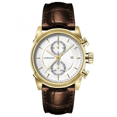 Versace Urban 44mm Gold-Tone Stainless Steel Case with Leather 