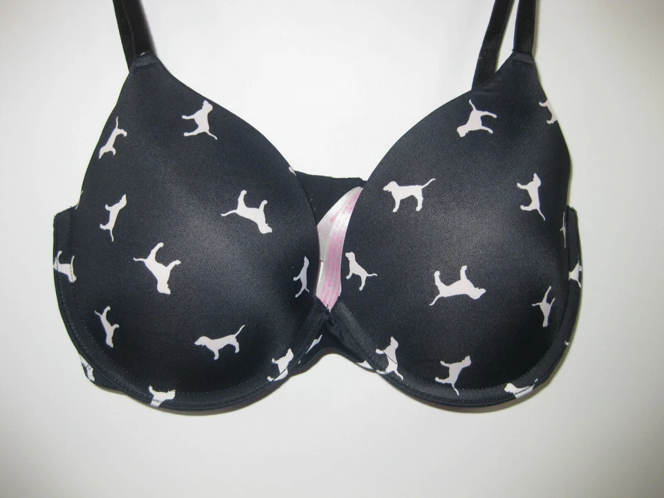 Camiseta BRA VICTORIA'S SECRET Perros Negra Talla 32D Wear Anywhere Ligeramente Forrada Foto 3 de 4