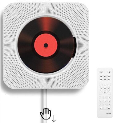 KC-808 Portable CD Bluetooth Player, Wall Mountable Built-in HiFi Speakers,Radio