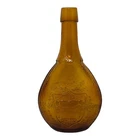 Vintage Amber Glass Cork Top Flask Bottle UNION Dove  Wheaton #69