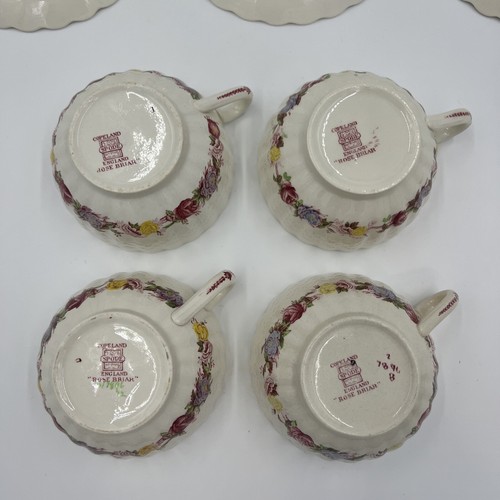 Copeland Spode Rose Briar Set Of (4) Footed Tea Cups And Saucers (Crazing) - Picture 6 of 12