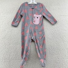 Just One You Carters 18 Mths Fleece One Pc Pajamas PJs Full Zip Gray Pink Koala