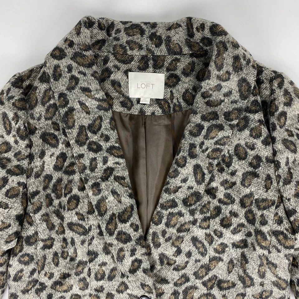 Ann Taylor LOFT S Leopard Cheetah Spotted Animal Print Wool Blend Blazer Jacket - Image 4 of 4
