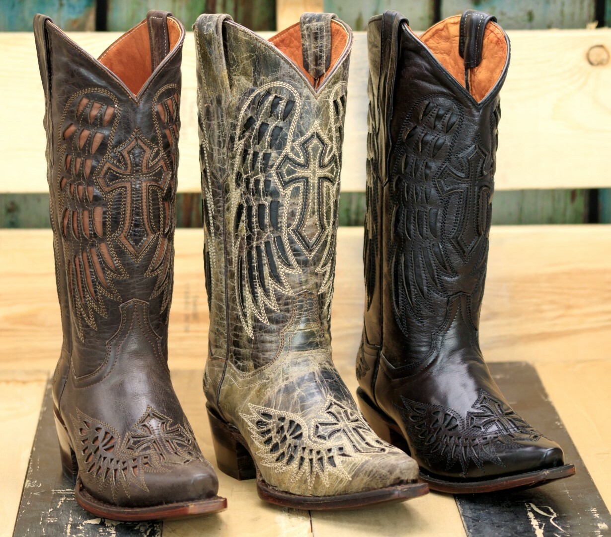 Womens Western Cowboy Boots Wings Cross 
