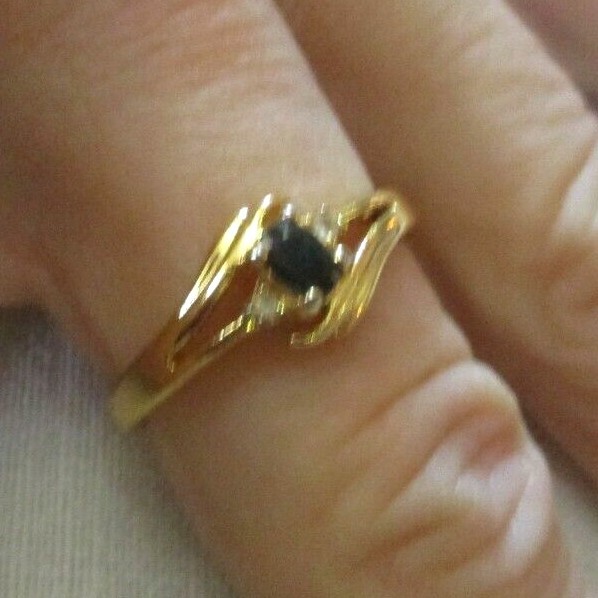 Bague Cocktail Vintage Or Et Onyx Noir Avec Cristaux - Taille 60 - État Impeccable (Occasion)