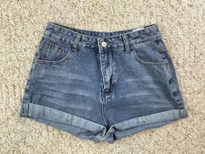 Shein Women's High Rise Cuffed Denim Jean Shorts sz Large Waist 28 "