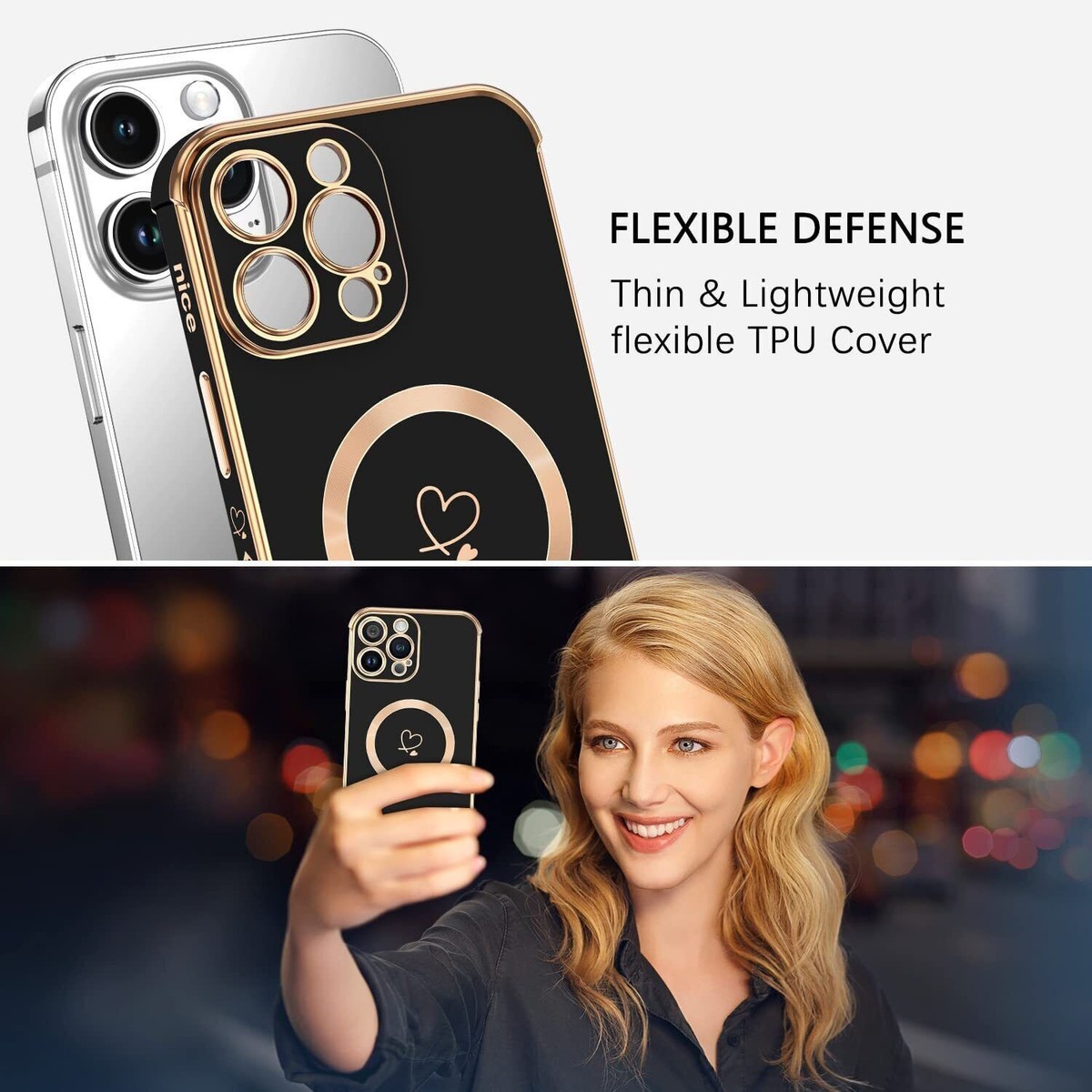 LCHULLE Compatibile Con IPhone 16 Pro Max(6.9 Pollici) Cover Amore Cuore Custodia Ragazza Silicone Cover Cuori Protezione Fotocamera Antiurto Custodia Cute Love Case Per IPhone 16 Pro Max Rosa - Foto 4