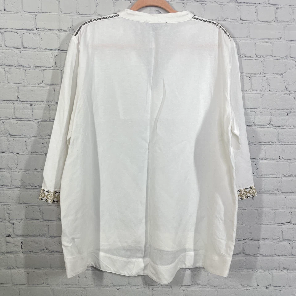 Túnica Grace Elements Mujer XL Lino Bordado Lagenlook Vacaciones Costero Top Foto 2 de 4