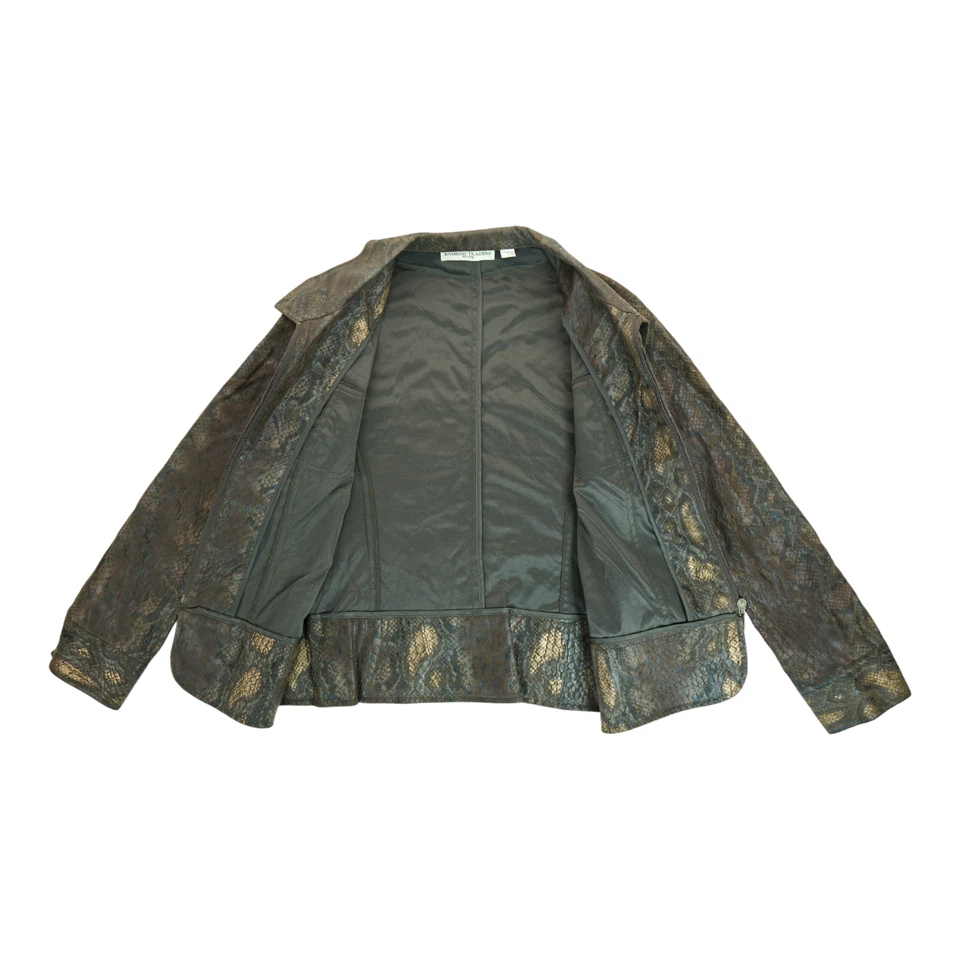 Bamboo Traders Women's Brown/Gold Snake Skin Full Zip Blazer Jacket PL Petites - Image 3 of 4