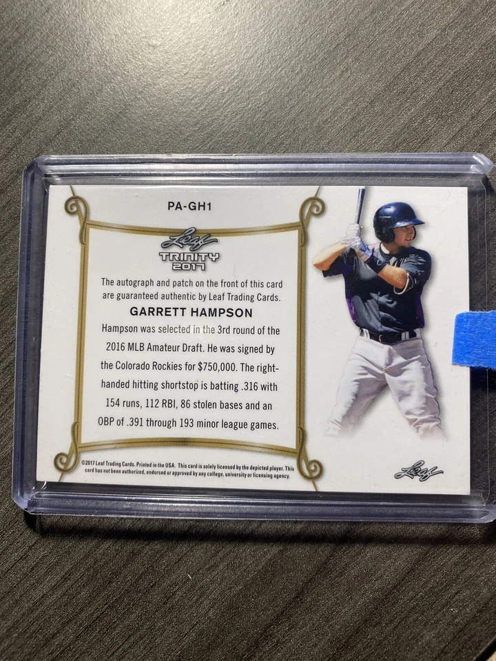 2017 Leaf Trinity Bronze Holofoil Spectrum Garrett Hampson #PA-GH1 Patch Auto B9 - Image 2 of 2