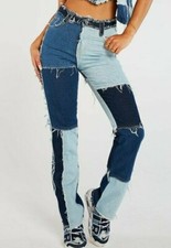 NWT - JADED LONDON Women's 'PATCHWORK DENIM' Blue BOYFRIEND JEANS - W24