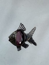 Beautiful Danecraft Sterling Silver Purple Belly Fish Pin