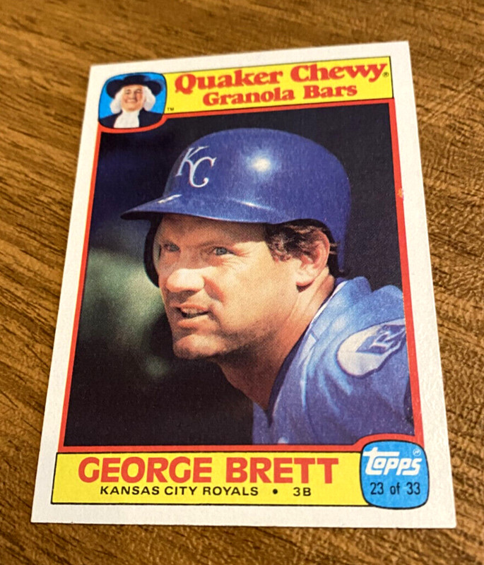 1986 Topps Quaker Chewy Granola GEORGE BRETT #23 Kansas City Royals " HOF "