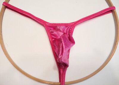 Men's MICRO G String Thong Bikini Beach Tanning Underwear Metallic Mistie Pink