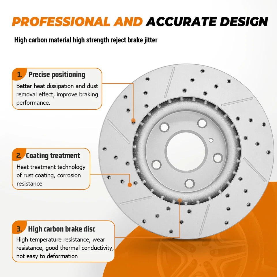 Rear Disc Brake Rotors And Ceramic Pads Kit For 2017 - 2024 Honda Civic - Image 3 of 4